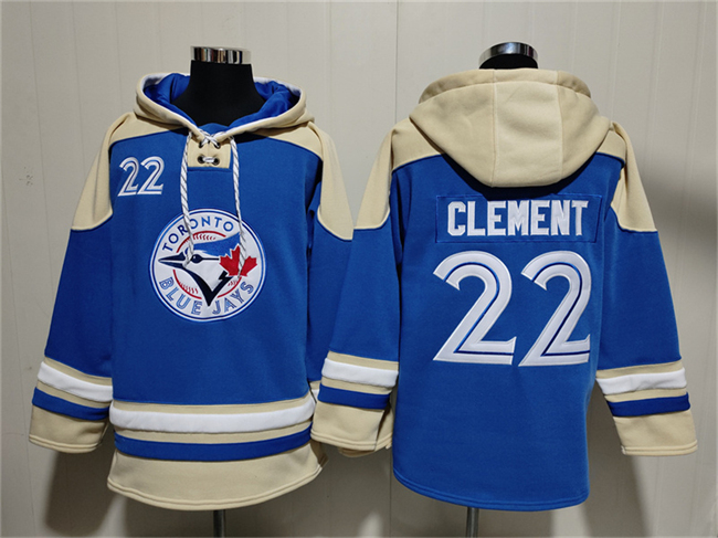 Men's Royal Toronto Blue Jays #22 Ernie Clement Ageless Must-Have Lace-Up Pullover Hoodie